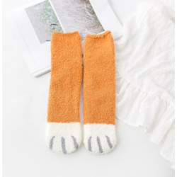 Fluffy cat flat brown socks